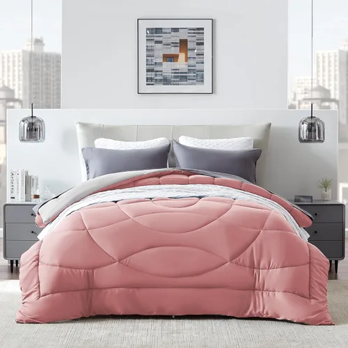 Miniatura 17 de SLEEP ZONE - Juego de edredón reversible y refrescante tamaño matrimonial, relleno alternativo suave, transpirable y cálido para todo el año, lado A
