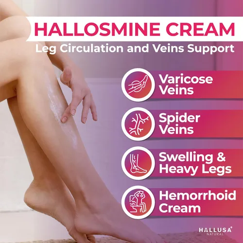 Miniatura 2 de Hallusa Natural Hallosmine Crema para piernas con diosmina, hesperidina y castaño de indias Crema refrescante para el cuidado de la piel