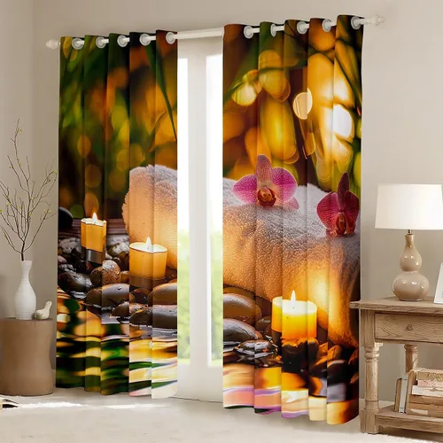 Miniatura 2 de Cortinas zen de spa, cortinas de ventana de naturaleza muerta para niños, niñas, adolescentes, velas aromáticas, cortinas de tratamiento