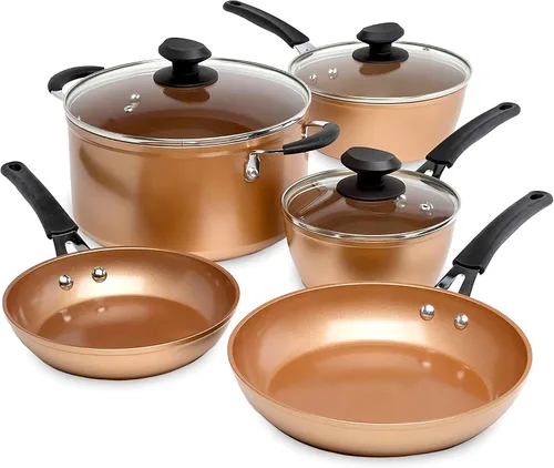 Miniatura 10 de Ecolution Cerámica de titanio, fácil de limpiar, mango de silicona antiadherente que se mantiene fresco, sartén de 11 pulgadas, cobre