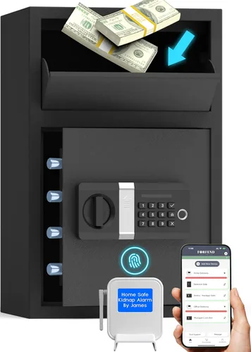 Miniatura 11 de FORFEND - Caja fuerte inteligente para el hogar, desbloqueo/alarma de la aplicación de caja fuerte WiFi, comando de voz, alarma de secuestro