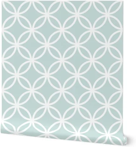 Muestras de papel tapiz removibles – Cerclattice White Circles Winter Lattice Baby Boy Quatrefoil Papel pintado personalizado pre-pegado por
