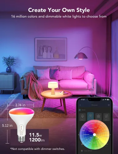 Miniatura 2 de Bombillas LED inteligentes Govee, bombillas BR30 regulables de 1200 lúmenes, bombilla RGBWW que cambia de color, bombillas de inundación