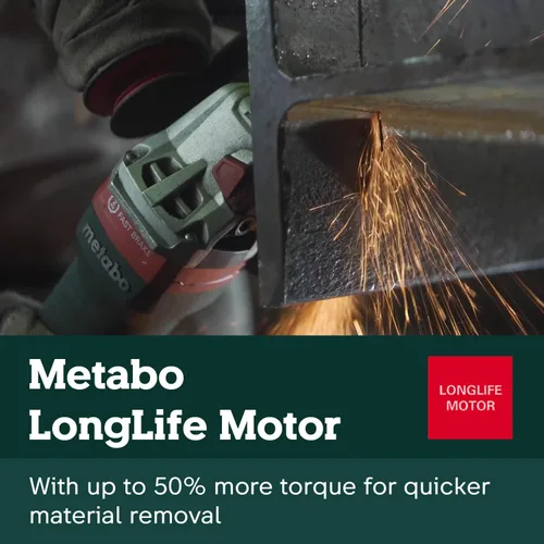 Miniatura 8 de Metabo WEV15-125 HT Amoladora angular, con traba, de 13.5 amperes, con 2800 a 9600 revoluciones por minuto, con elementos electrónicos y alto par