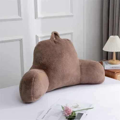 Miniatura 11 de Holawakaka Almohada Grande de Descanso para Cama de Piel Sintética con Brazos, Almohadas de Lectura de Piel de Conejo Perfectas para Adultos