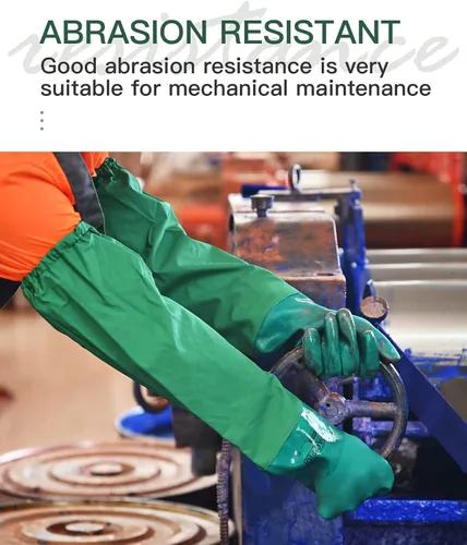 Miniatura 4 de PACIFIC PPE Guantes de goma resistentes a productos químicos de 26 pulgadas, PVC reutilizables, resistentes al agua con forro de algodón, Verde 26.0