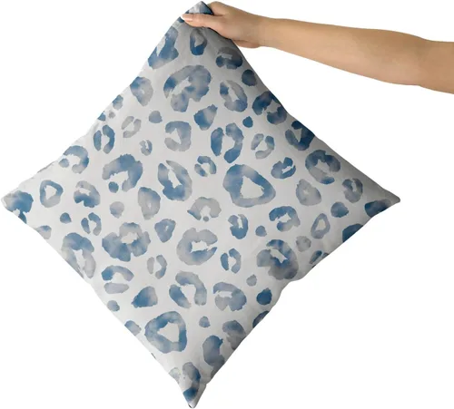 Miniatura 3 de Juego de 2 fundas de almohada con estampado de leopardo gris aguamarina de 16 x 16 pulgadas, diseño de guepardo gris acuarela y blanco, fundas