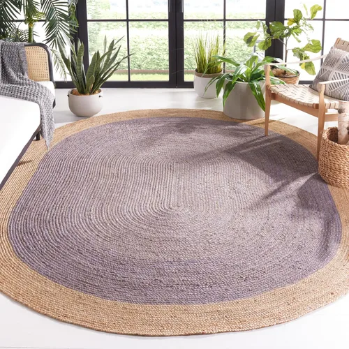Miniatura 53 de SAFAVIEH Alfombra de Área Redonda de 10' - Colección de Fibra Natural - Verde y Marrón Natural, Yute Hecho a Mano, Diseño de Borde Trenzado (NF801G)