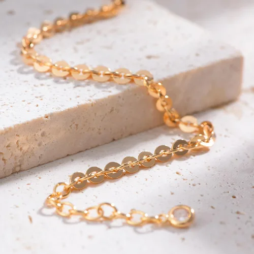 Miniatura 7 de Dremmy Studios Pulsera de oro para mujer, chapada en oro de 18 quilates, delicado clip de circonita cúbica, disco de moneda, estrella, cable