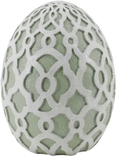 Miniatura 2 de Windy Hill Collection 5 "Polyresin Verde y Blanco Glitter En Relieve Onlay Apliques Huevo de Pascua Estatuilla Decoración Primavera Decoración 431321
