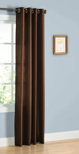 Miniatura 25 de 1 cortina de seda sintética para ventana, panel sólido de 55 x 63 pulgadas, 84 pulgadas, 95 pulgadas y 108 pulgadas de largo, ojales de bronce Negro