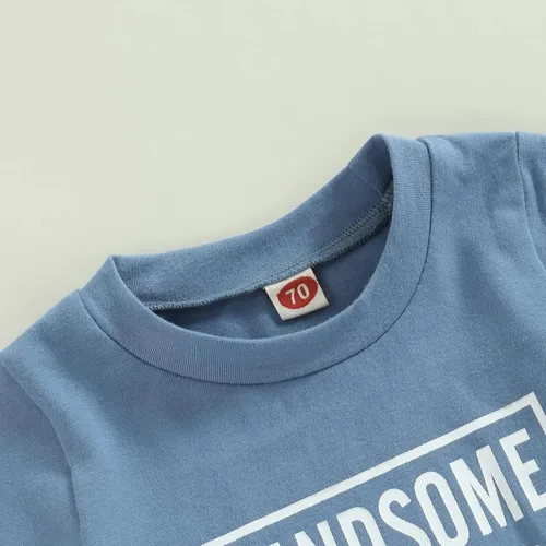 Miniatura 4 de Conjunto de camiseta de manga corta para bebé y niño, ropa de verano, con cordón enrollado