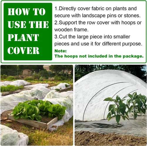 Miniatura 3 de Cubiertas para plantas, protección contra la congelación, 10 x 33 pies, reutilizable, rectangular, protección contra heladas, cubierta flotante