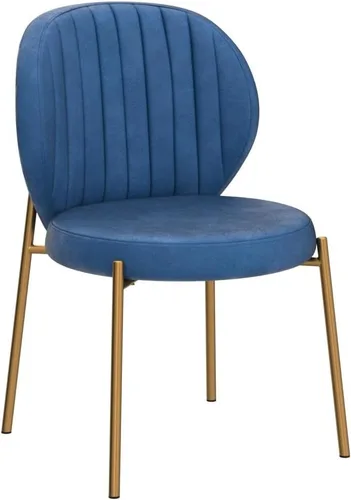 Miniatura 5 de Amoa - Juego de 2 patas de metal dorado contemporáneas con sillas de comedor tapizadas de terciopelo, color azul