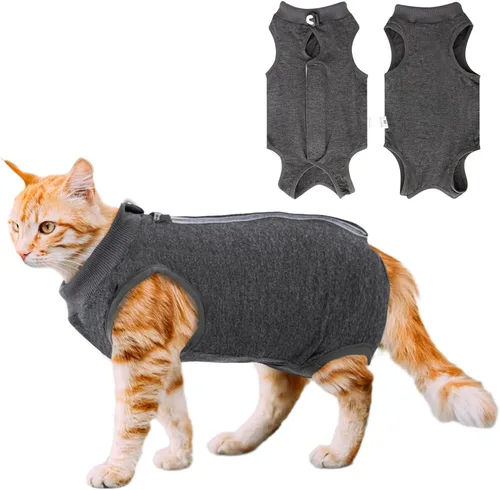 Miniatura 19 de Traje de recuperación para gatos para heridas abdominales o enfermedades de la piel, mameluco de gato para gatos después de la cirugía, traje