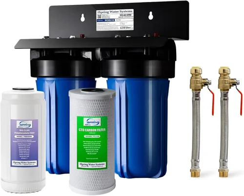 Miniatura 13 de iSpring WGB22B+AHPF12MNPT16X2 Sistema de filtro de agua de 2 etapas para toda la casa, reduce el cloro, sistema de filtración de agua de sedimentos