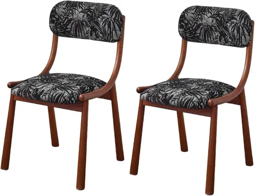 Miniatura 16 de Rustic Fabric Dining Room Chairs, Kitchen Chair with Backrest, Dining Chairs Lobby Chair Set for French Country Farmhouse Kitchen Home Brown+black