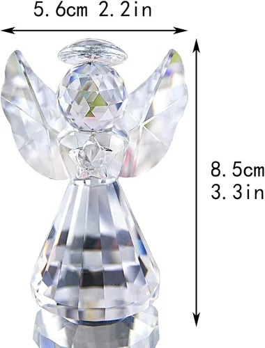 Miniatura 8 de HDCRYSTALGIFTS Figura de Ángel Guardián de Cristal de 3 pulgadas Pisapapeles Decorativo de Vidrio Estatua de Ángel de Navidad Ornamentos Arte Regalo