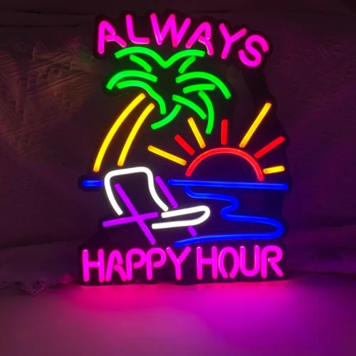 Miniatura 5 de Rompecabezas de 40 piezas de letrero de luz de neón Happy Hour, luz LED para cueva de hombres, letreros de pared para el hogar, regalos
