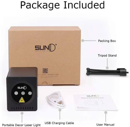 Miniatura 9 de SUNY - Mini luces de escenario portátiles recargables sin cable, 8 patrones RGB, proyector GOBO, luces de DJ activadas por sonido y música