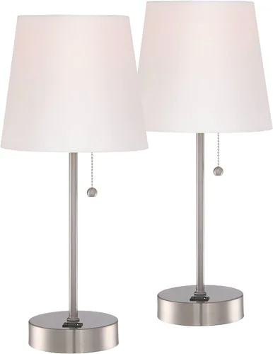 Miniatura 2 de 360 Lighting Justin - Juego de 2 lámparas de mesa modernas de 3 vías de 18 pulgadas de alto con puerto de carga USB y reguladores de mesa, metal