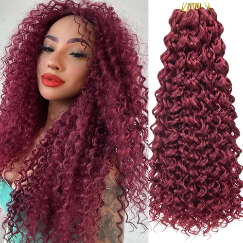 Miniatura 27 de 8 Paquetes de Cabello Rizado con Ganchillo GoGo, Cabello Rizado con Ganchillo para Mujeres Negras, Trenzado de Onda Profunda, Cabello Sintético