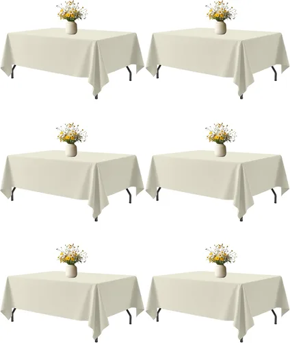 Miniatura 21 de Niuara Mantel de Mesa Rectangular Negro - Paquete de 6, 60" × 84" Mantel de Tela Lavable para Mesas de 5 Pies, Resistente a las Arrugas y a Prueba