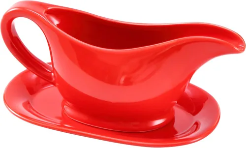 Miniatura 9 de Bruntmor - Recipiente y bandeja de cerámica para salsa, para aderezos de ensalada, leche, caldo, crema, apto para microondas y lavavajillas, 20