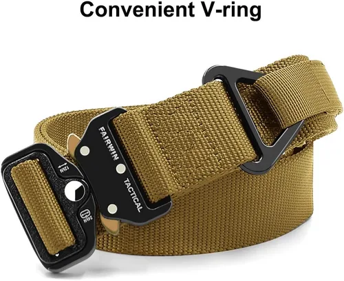 Miniatura 3 de Fairwin - Cinturón táctico de seguridad de 1.7 pulgadas de nailon para hombre con hebilla de liberación rápida de alta resistencia con anillo en V
