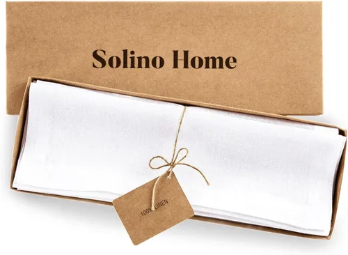 Miniatura 5 de Solino Home Fete - Juego de 4 manteles individuales blancos de 100 % lino puro, de 14 x 14 pulgadas, para verano, 4 de julio, color blanco
