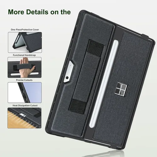 Miniatura 5 de Funda para Microsoft Surface Pro 11/10/9/8 de 13 pulgadas, con cubierta de stent y correa de mano, todo en uno a prueba de golpes, funda resistente