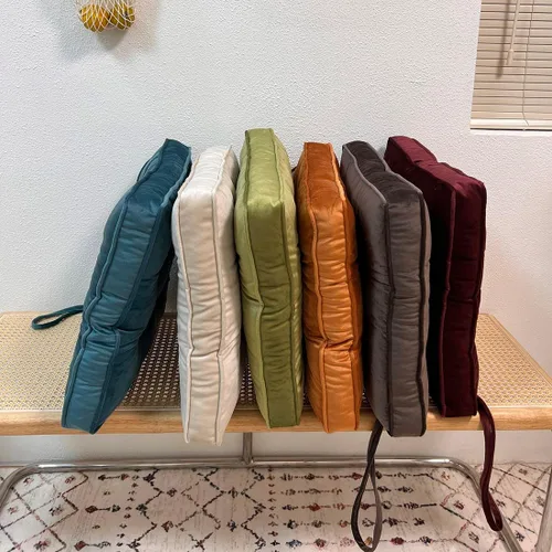 Miniatura 7 de vctops Cojines de silla navideños rojos de terciopelo suave con lazos, cómodo cojín sólido para sillas de comedor, sillas de oficina, pisos