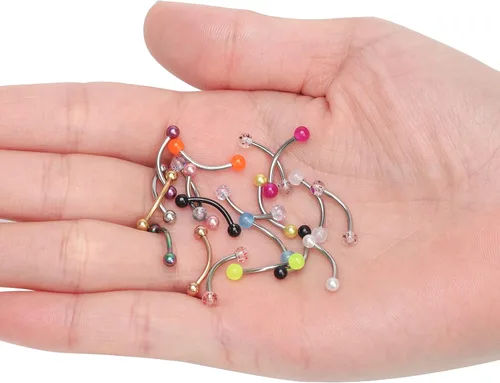 Miniatura 4 de CrazyPiercing 20 anillos para cejas de acero quirúrgico de 056oz con forma de piercing de 0394in de longitud