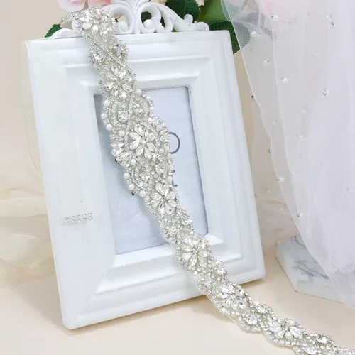 Miniatura 8 de CIEHER Cinturón de diamantes de imitación para mujer, cinturón de boda, cinturón de cristal para vestido de boda, cinturón con cinta