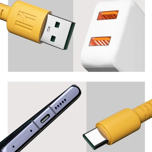 Miniatura 6 de Hichain Paquete de 2 cables de carga USB A a USB C amarillo de 4 pies, cable de carga rápida tipo C de 100 W, sincronización de datos, cable USB C