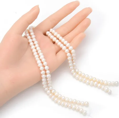 Miniatura 4 de Adabele Perlas sueltas redondas de agua dulce de 14 pulgadas de grado AA de alto brillo de 0.197-0.236 in para fabricación de joyas y manualidades