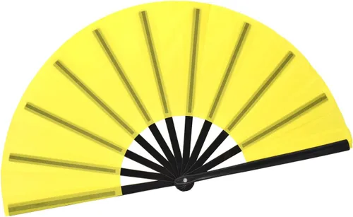 Miniatura 10 de Abanico grande plegable para hombres y mujeres, regalo de baile, tela de nailon de bambú, ventilador de mano negro de 13 pulgadas (bambú negro)
