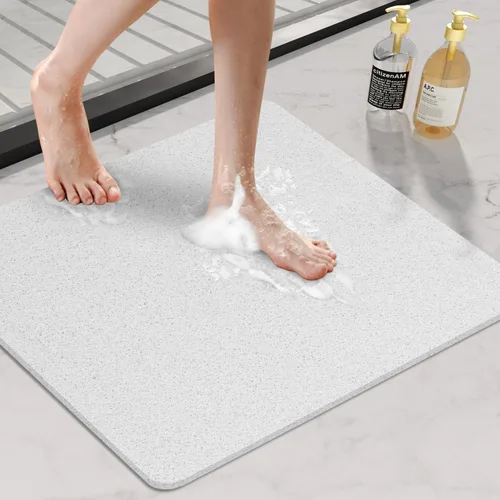 Miniatura 17 de HITSLAM Tapete de ducha antideslizante, tapete de bañera antideslizante de 24 x 24 pulgadas con drenaje, tapete de baño de ducha de PVC suave