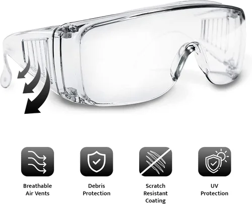 Miniatura 2 de Aqulius Gafas de seguridad y gafas de seguridad, paquete de 12, policarbonato transparente, antivaho y resistente a los arañazos, protección ocular