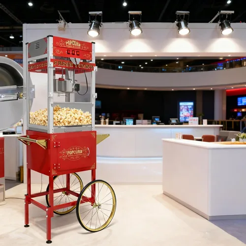 Miniatura 5 de Máquina comercial para hacer palomitas de maíz, carrito profesional de 28 onzas con hervidor de agua, máquina de palomitas de maíz vintage