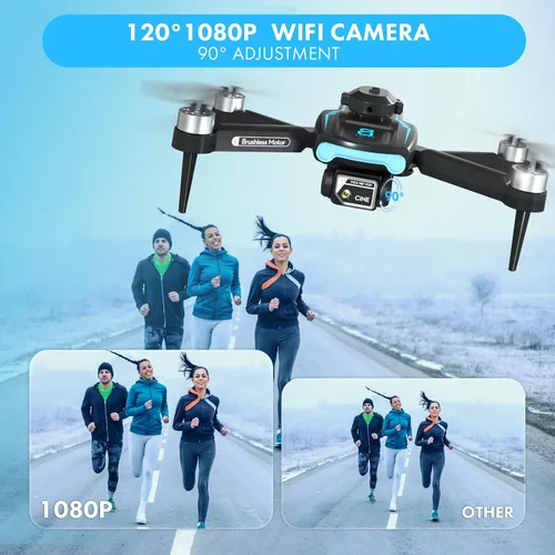 Miniatura 6 de Dron con cámara para adultos 1080P HD, mini dron con evitar obstáculos 50 minutos de tiempo de vuelo largo, cuadricóptero RC plegable con motor sin