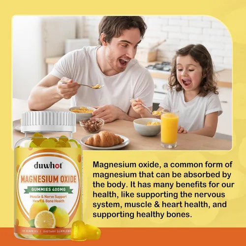 Miniatura 5 de Gomitas de óxido de magnesio de 400 mg, suplemento masticable de óxido de magnesio para adultos y niños, apoyo nervioso, muscular, óseo y cardíaco