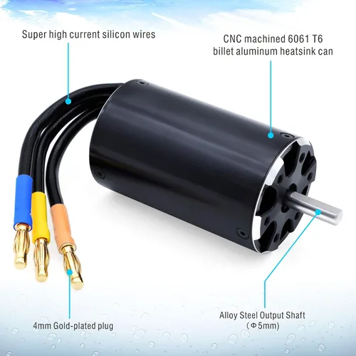 Miniatura 4 de Surpass Hobby 3660 2600KV Eje motor sin escobillas 0.197 in con chaqueta de refrigeración por agua para barco RC (2600kv)