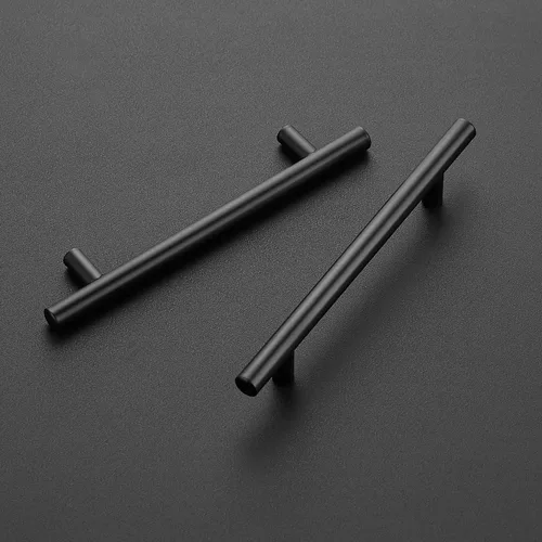 Miniatura 2 de Ravinte Juego de 1 tirador de gabinete de 7.38 pulgadas de color negro mate de acero inoxidable para alacenas de cocina; tiradores de gabinete