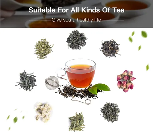 Miniatura 7 de Exptolii - Filtro de té Snap Ball, paquete de 2 filtros infusores de té de acero inoxidable con asa para té de hojas sueltas, especias, condimentos
