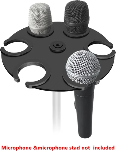 Miniatura 2 de Soporte para múltiples micrófonos de hasta 6 micrófonos (acolchado de aluminio/goma) para micrófonos dinámicos, con cable e inalámbricos