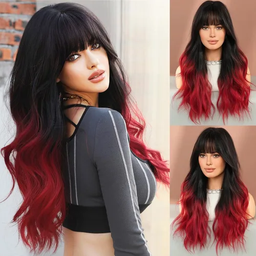 Miniatura 11 de 7JHH WIGS Pelucas de 24 pulgadas de largo, ondulado, color castaño oscuro, rubio, con raíces oscuras, rizado, afro, grande, flexible, esponjoso