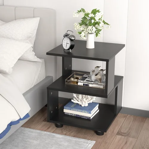 Jerry & Maggie Magic Cube - Mesita de noche moderna para dormitorio, armario de noche individual, 1 paquete de mesita de noche de madera de mediados