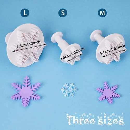 Miniatura 3 de Patelai 6 piezas Molde de silicona de copo de nieve 3D Molde de silicona de copo de nieve de fondant navideño para pastel, cupcake, chocolate