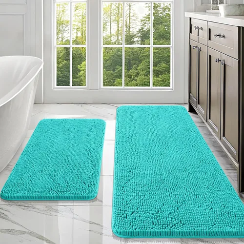 Miniatura 153 de OLANLY Juego de alfombras de baño de 2 piezas, alfombras de baño de chenilla suave y absorbente y alfombra de contorno en forma de U para inodoro